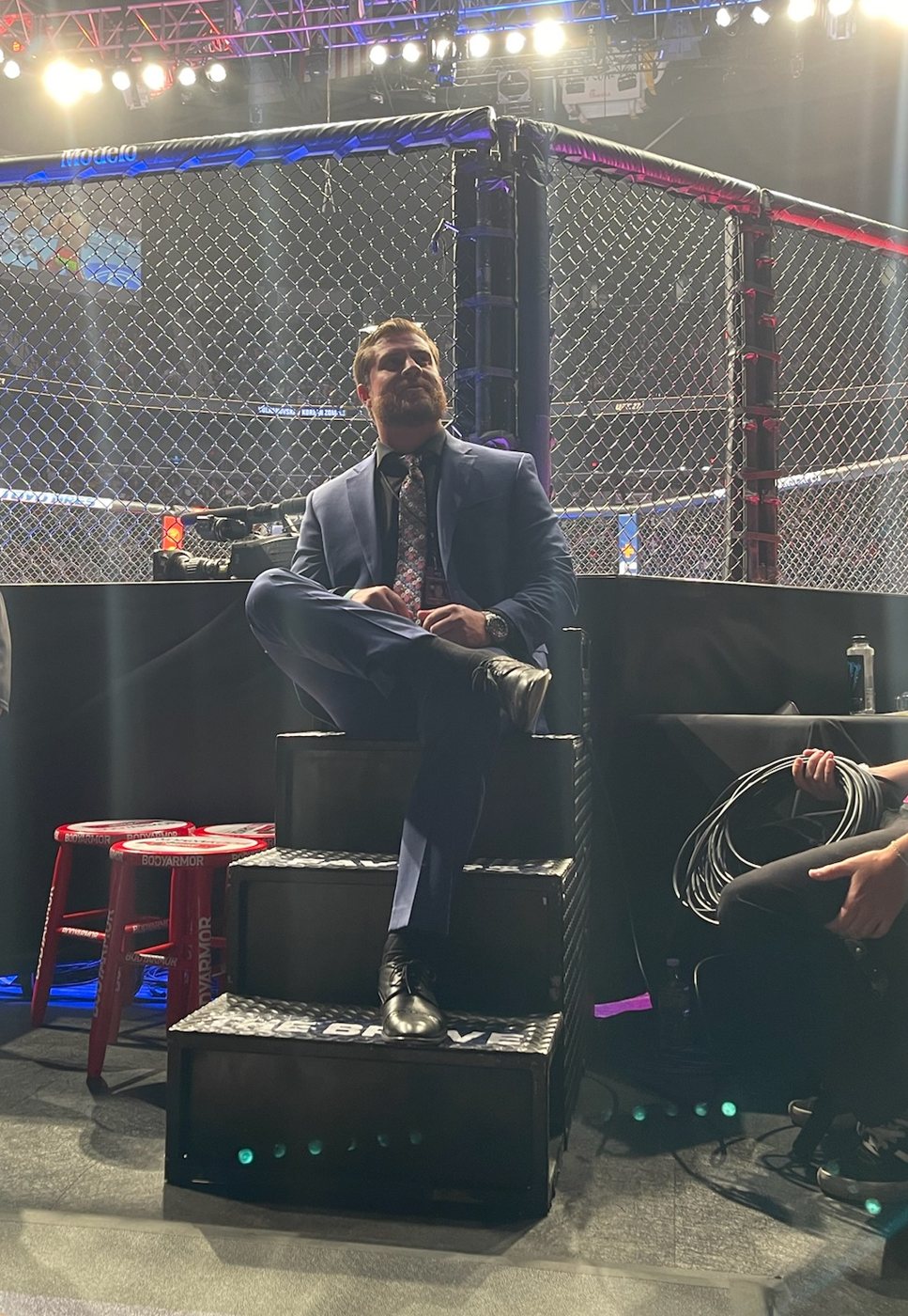 Dr. Pecherek cageside at a professional event